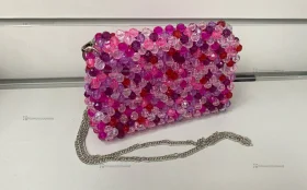 Купить Сумка женская из бусин лиловая/красная/розовая б/у , в Казань Цена:2500рублей