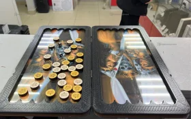 Нарды со стеклянными вставками череп и девушки