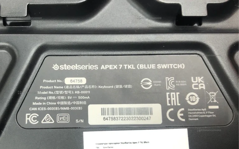 Клавиатура  steelseries apex 7 tkl
