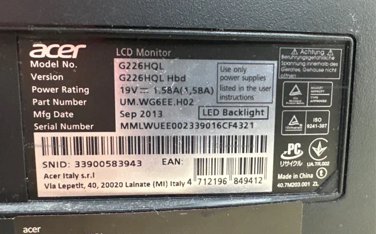 Монитор Acer G226HQLHbd