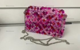 Купить Сумка женская из бусин лиловая/красная/розовая б/у , в Казань Цена:2500рублей
