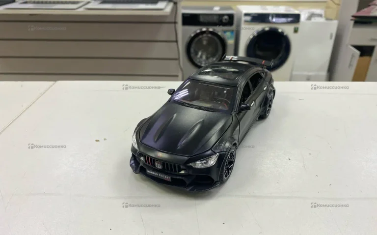 Машинка металлическая Mercedes Benz AMG GT-R BRABUS Coupe черный матовый, масштаб 1:24, длина 21 см., свет и звук, открываются д