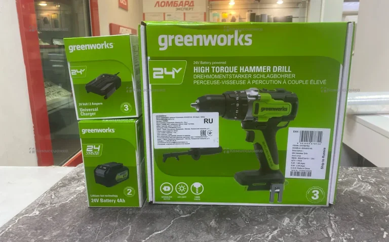 Дрель-шуруповерт ударная GreenWorks GD24DD140 (+АК