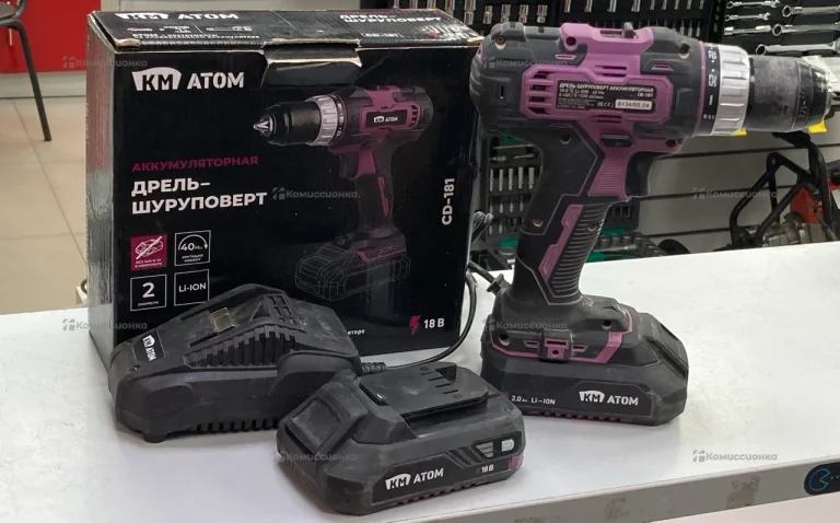 Дрель-шуруповерт аккумуляторная КМ АТОМ CD-181/2 K