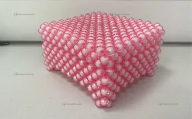 Шкатулка из бусин розовая