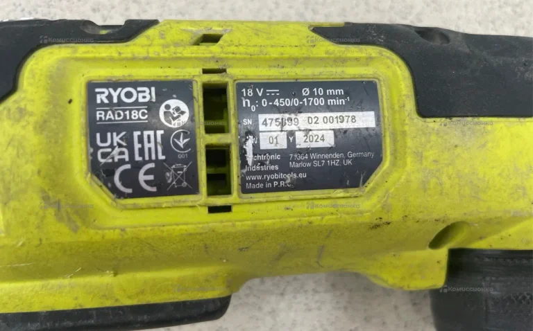 Бесщеточная угловая дрель Ryobi RAD18C