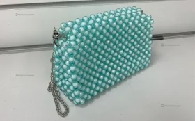 Шкатулка из бусин бирюзовая