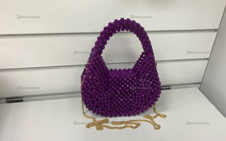 Сумка женская из бусин  фиолетовая