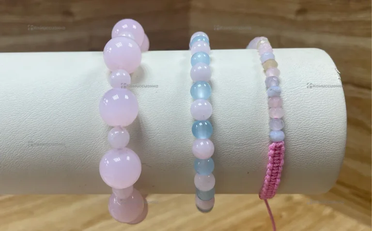 Набор браслетов из натуральных камней (розовый)