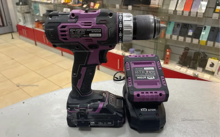 Дрель-шуруповерт аккумуляторная КМ АТОМ CD-181/2 K