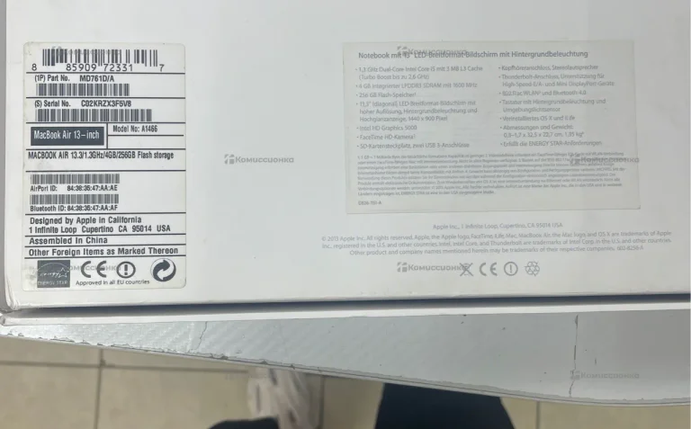 Ноутбук  MacBook Air 2013