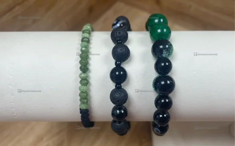 Набор браслетов из натуральных камней (зеленый)