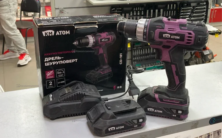 Дрель-шуруповерт аккумуляторная КМ АТОМ CD-181/2 K