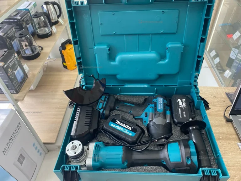 набор аккумуляторный гайковерт и ушм Makita (реп)