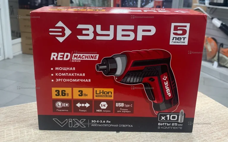 Аккумуляторная отвертка зубр 30-Е-3.6Ли