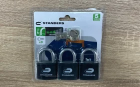 Замок навесной Standers 67x50 мм, чугун, 2 ключа в комплекте, цвет черный