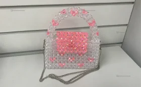 Купить Сумка женская из бусин розовые сердечки б/у , в Казань Цена:3000рублей