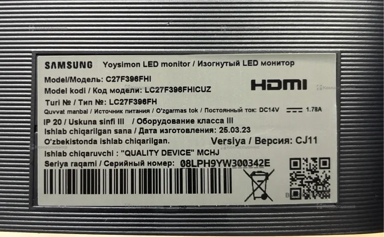Монитор Samsung C27F396FHI